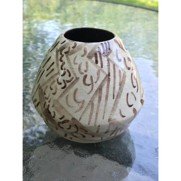 Brown and White Pottery Bud Vase or Pen-Pencil Holder - Picture 5 of 8